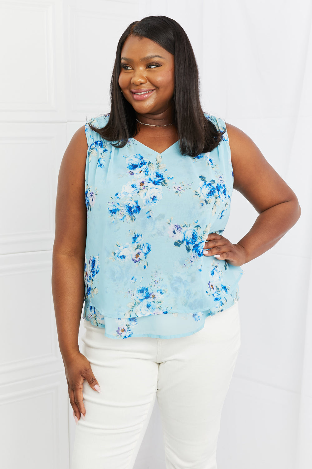 sew in love off to brunch full size floral tank top