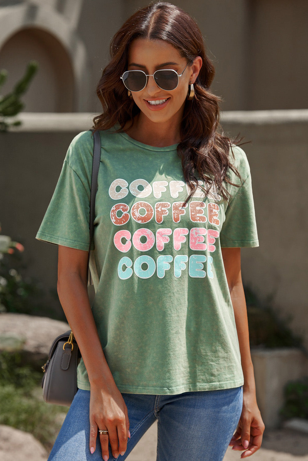 coffee graphic round neck tee