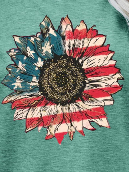 US Flag Flower Graphic Tee