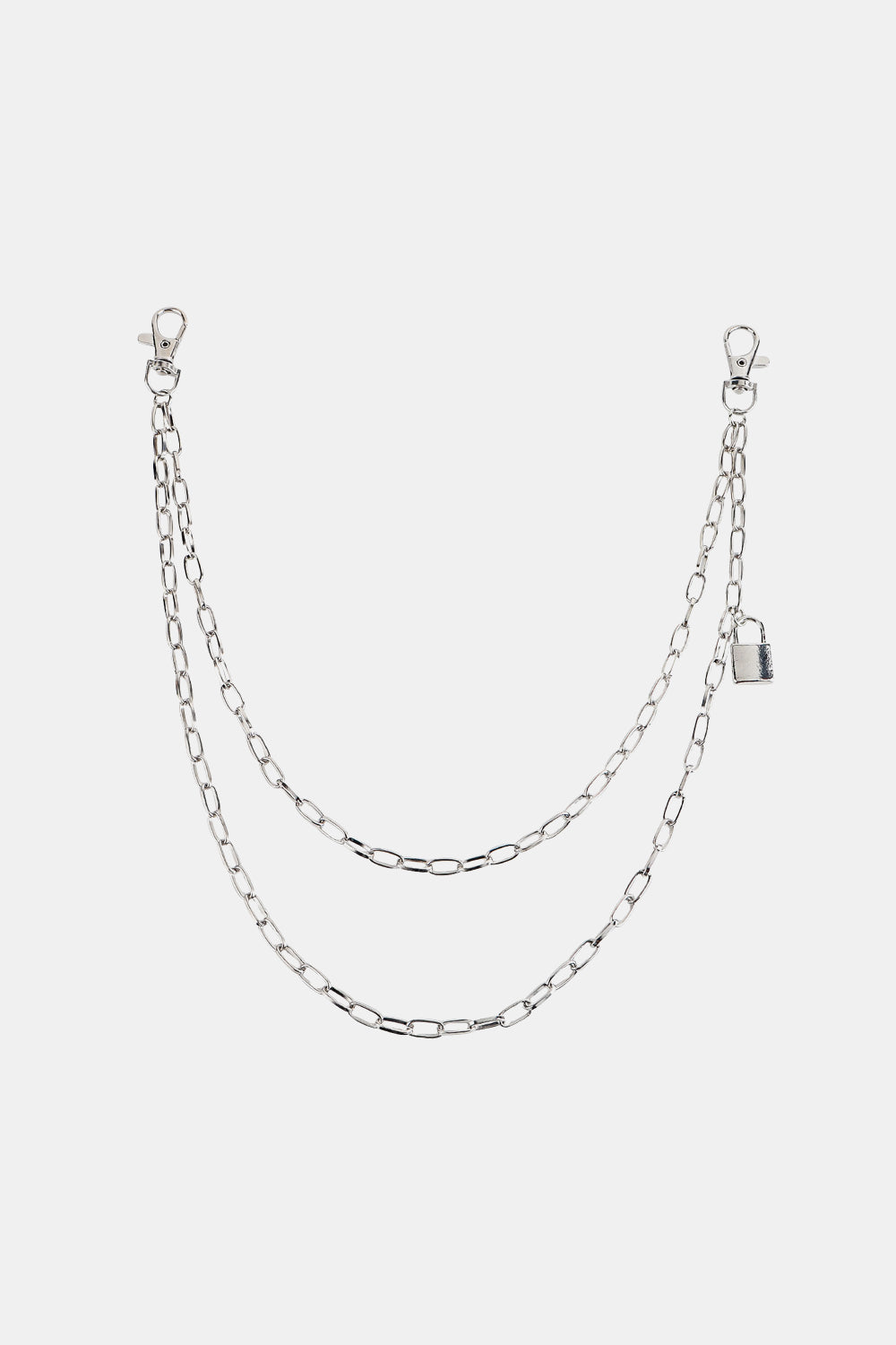 double layered iron chain belt with lock charm