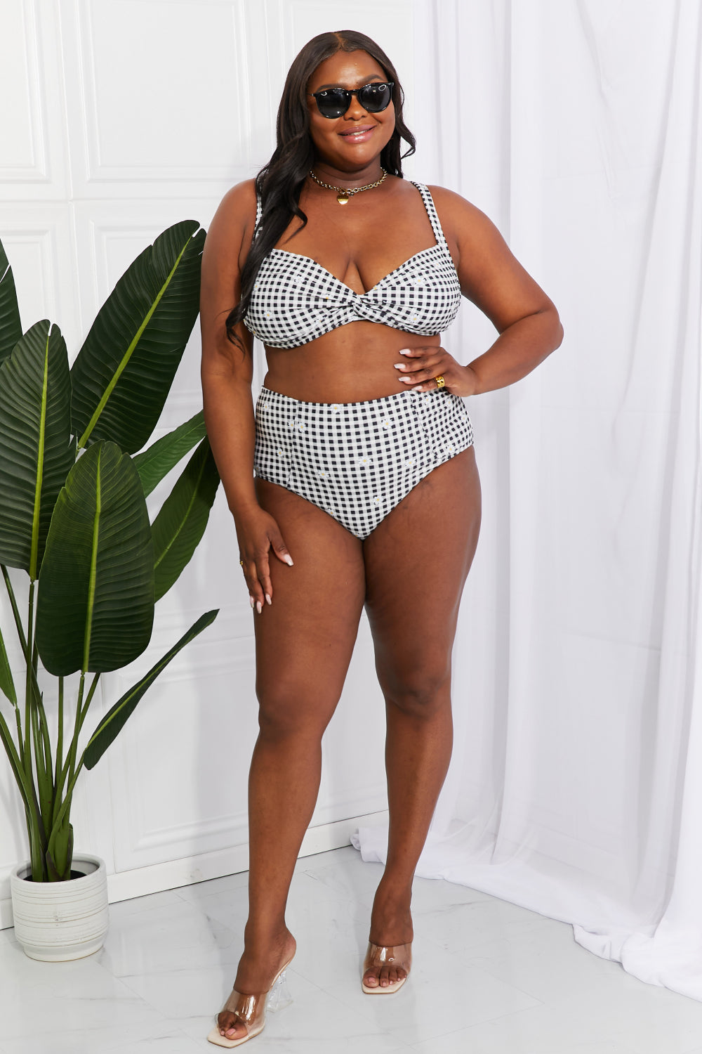 marina west swim take a dip twist high-rise bikini in black