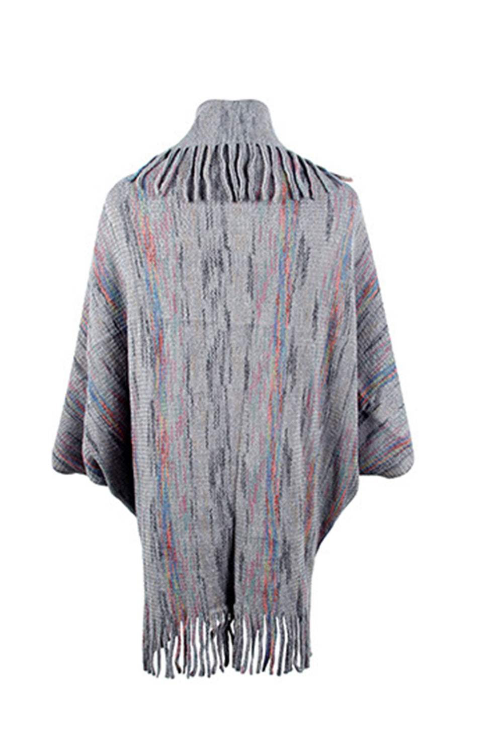 fringe detail printed poncho