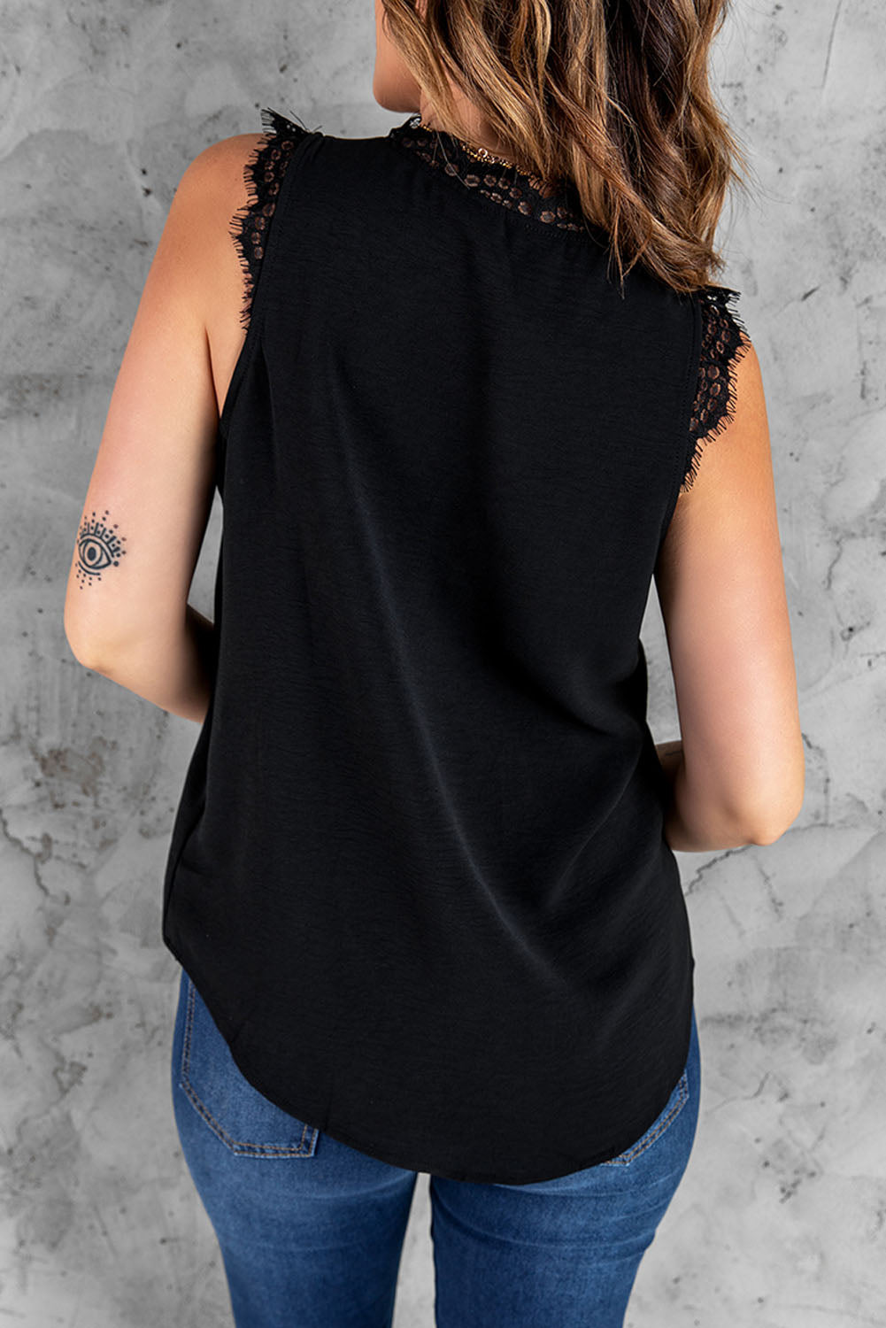 eyelash lace v-neck tank top