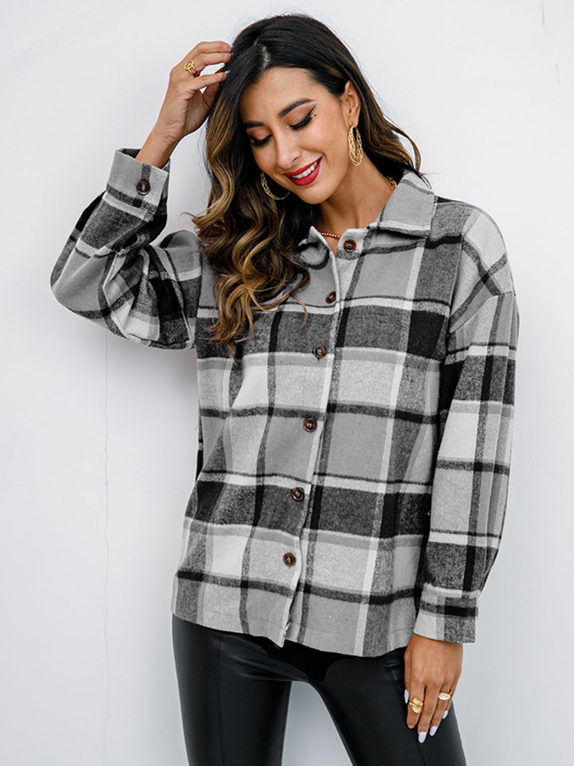 plaid button-down jacket