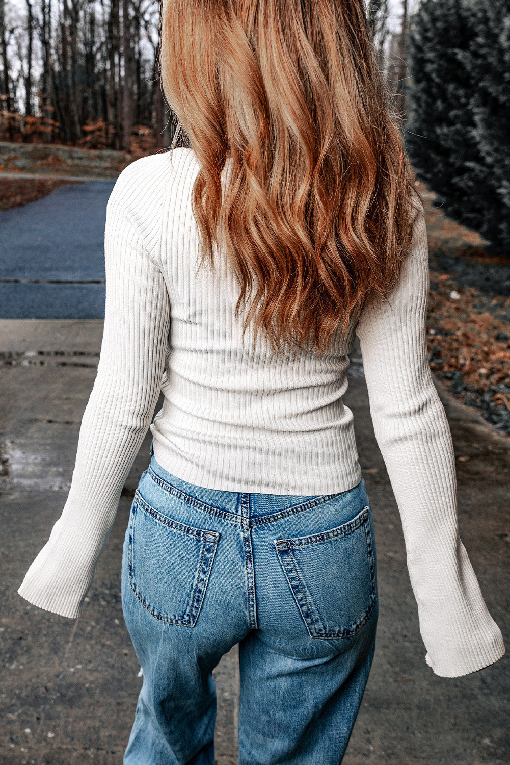 double take contrast sweetheart neck ribbed top