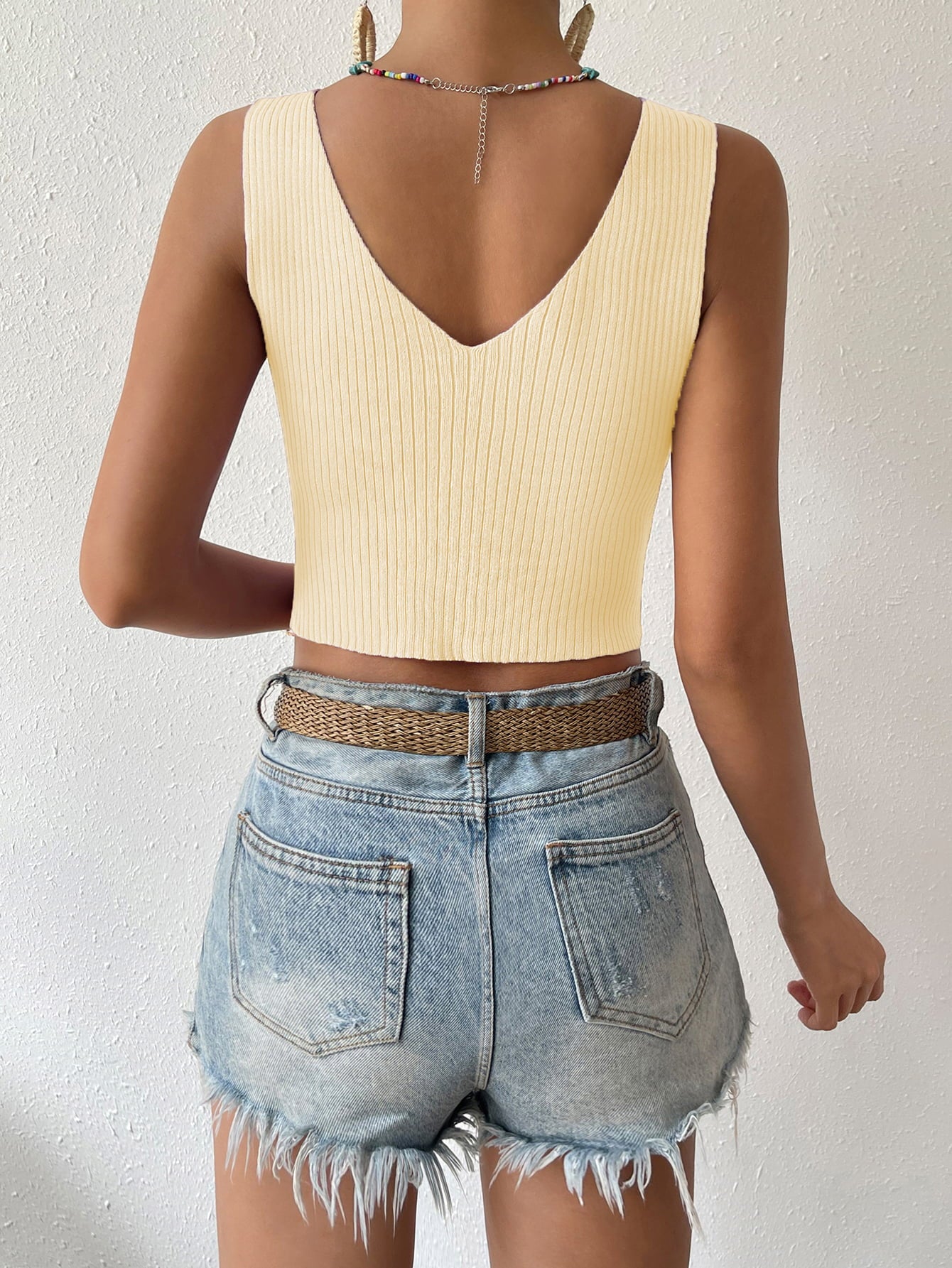 twisted cropped knit tank