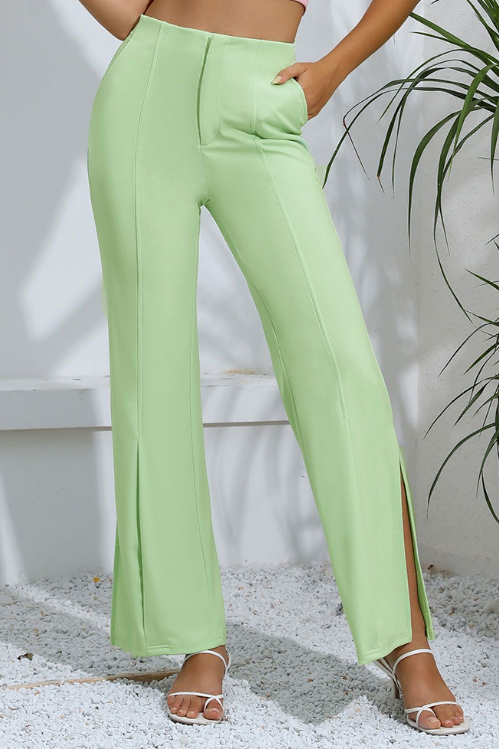 slit high-rise flare pants