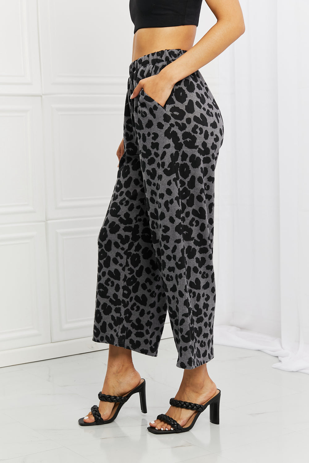 bombom stay cozy pattern wide leg pants