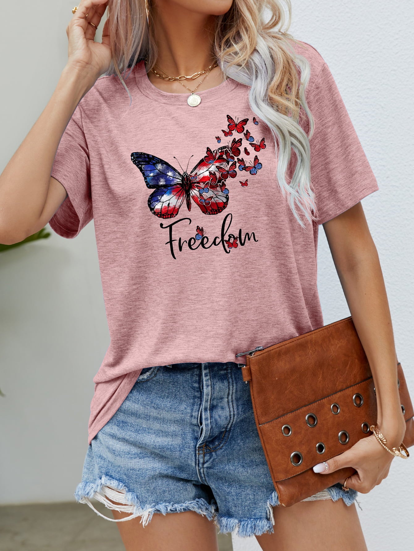 freedom butterfly graphic short sleeve tee