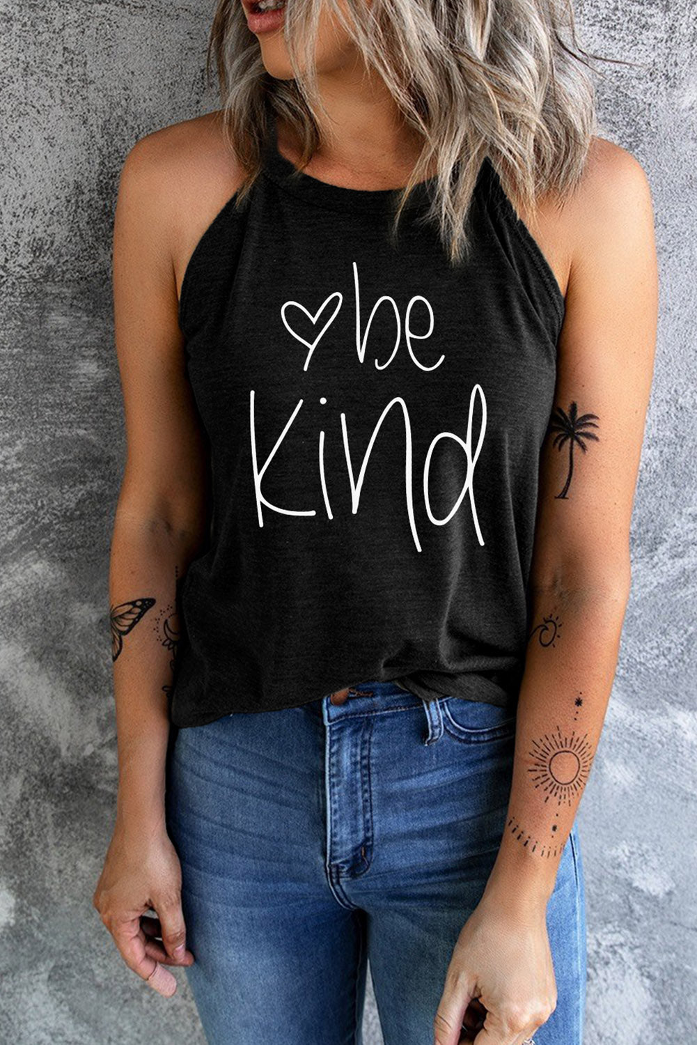 be kind graphic round neck tank