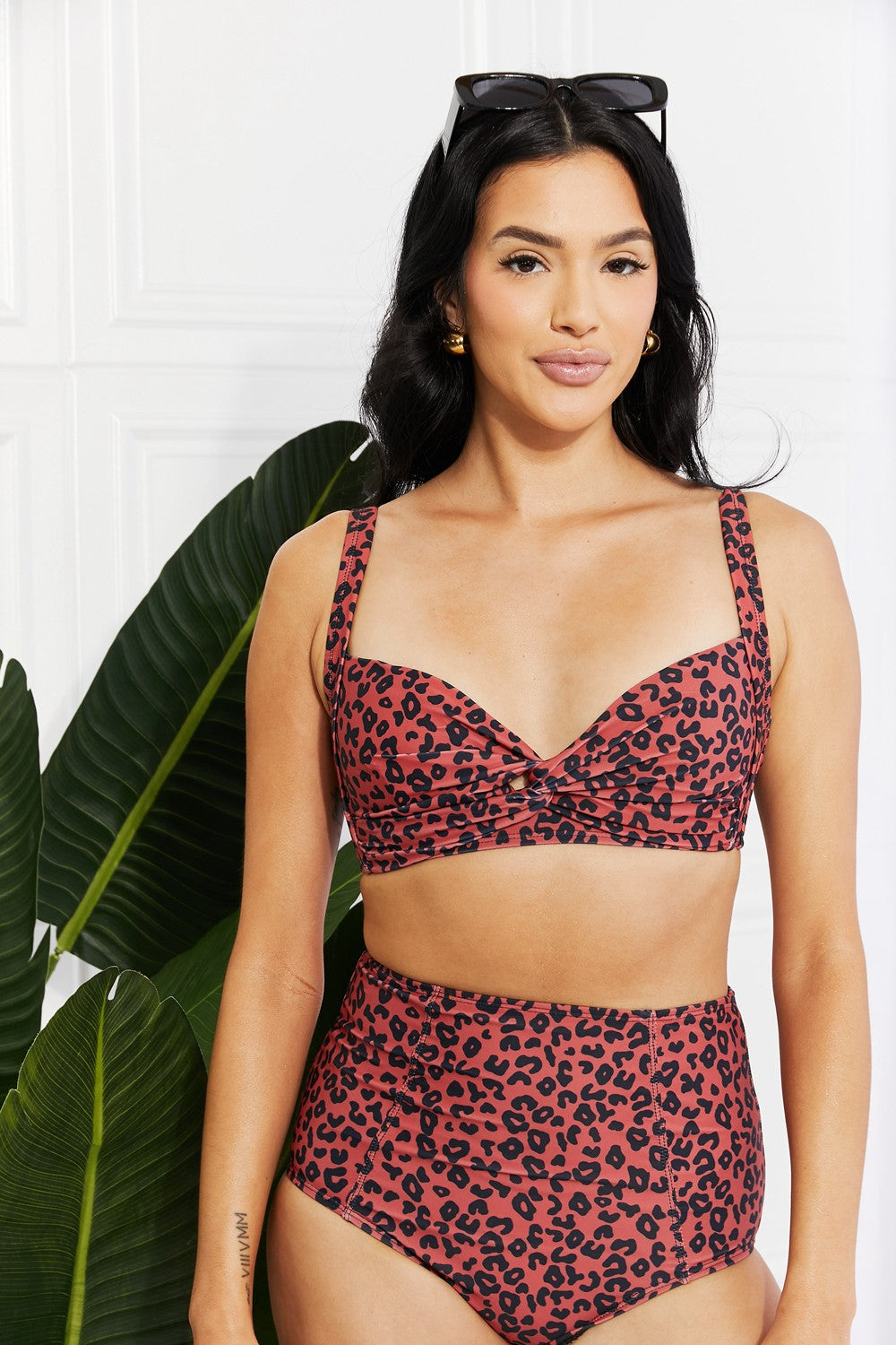 marina west swim take a dip twist high-rise bikini in ochre