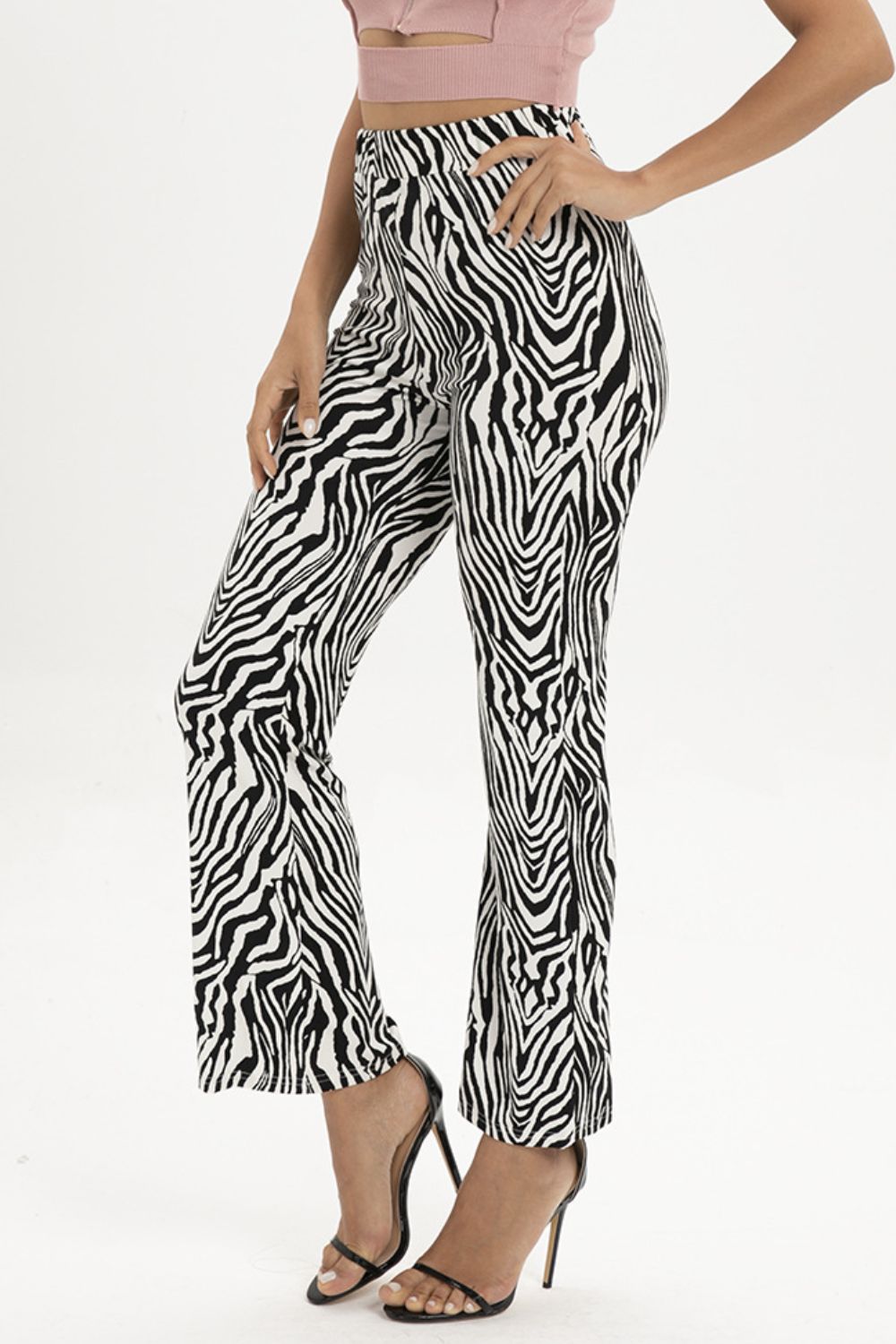 zebra print straight leg pants