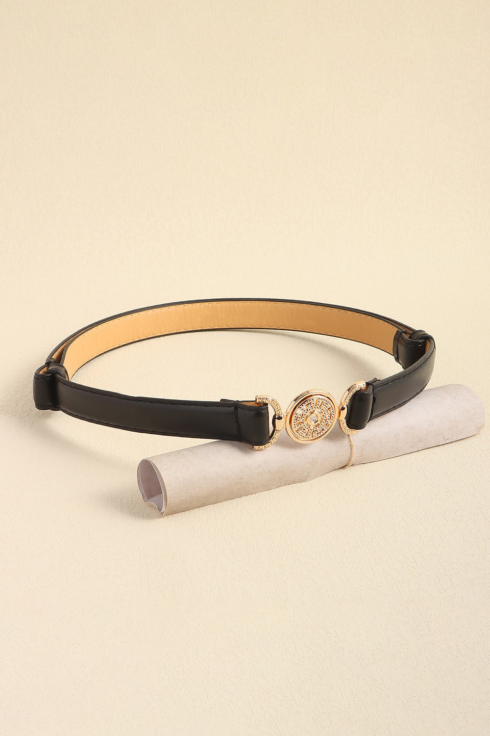 rhinestone decor pu leather belt