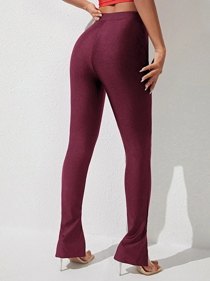 high waist slit skinny pants