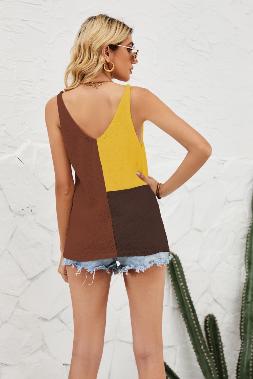 color block knit tank