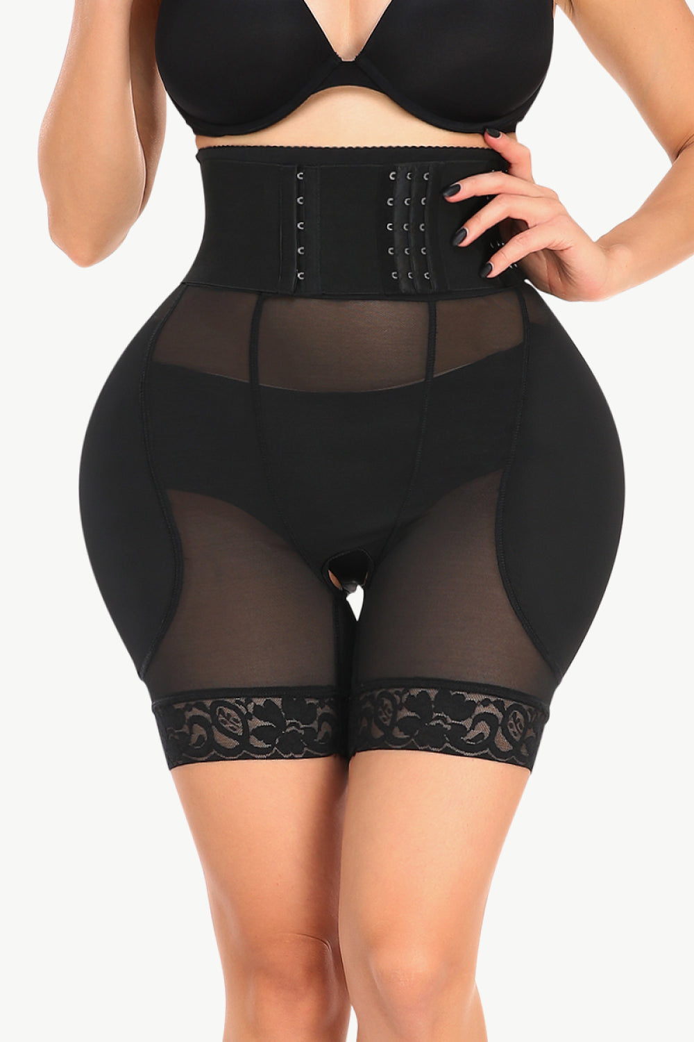 full size breathable lace trim shaping shorts