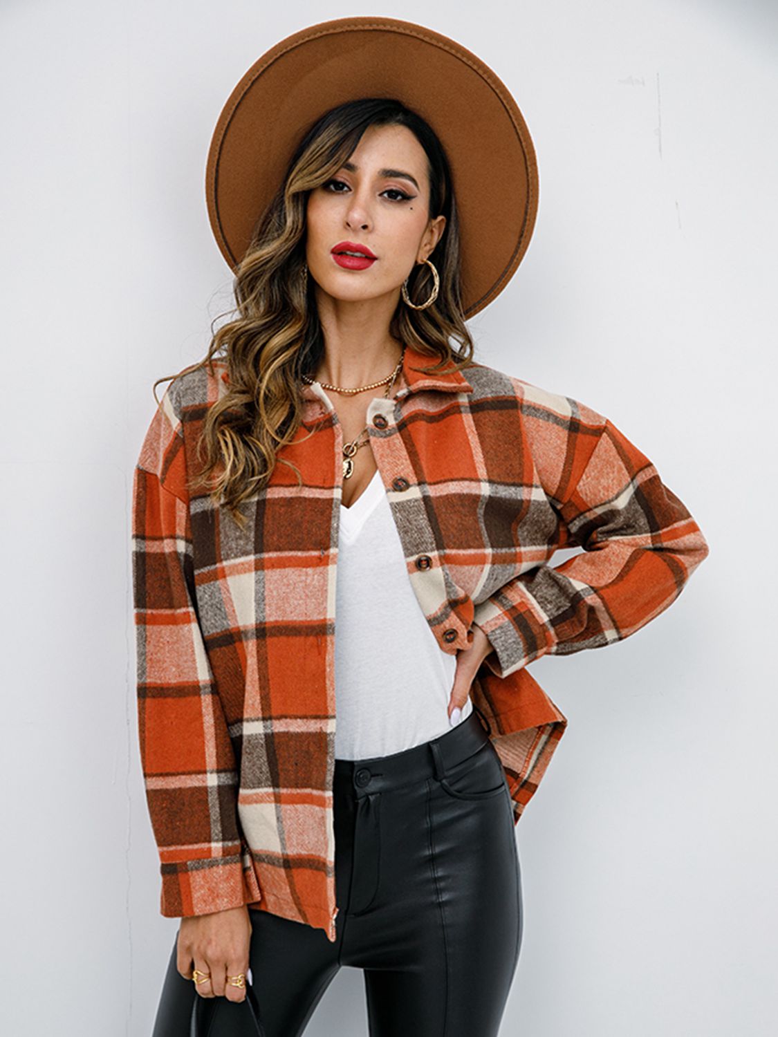 plaid button-down jacket