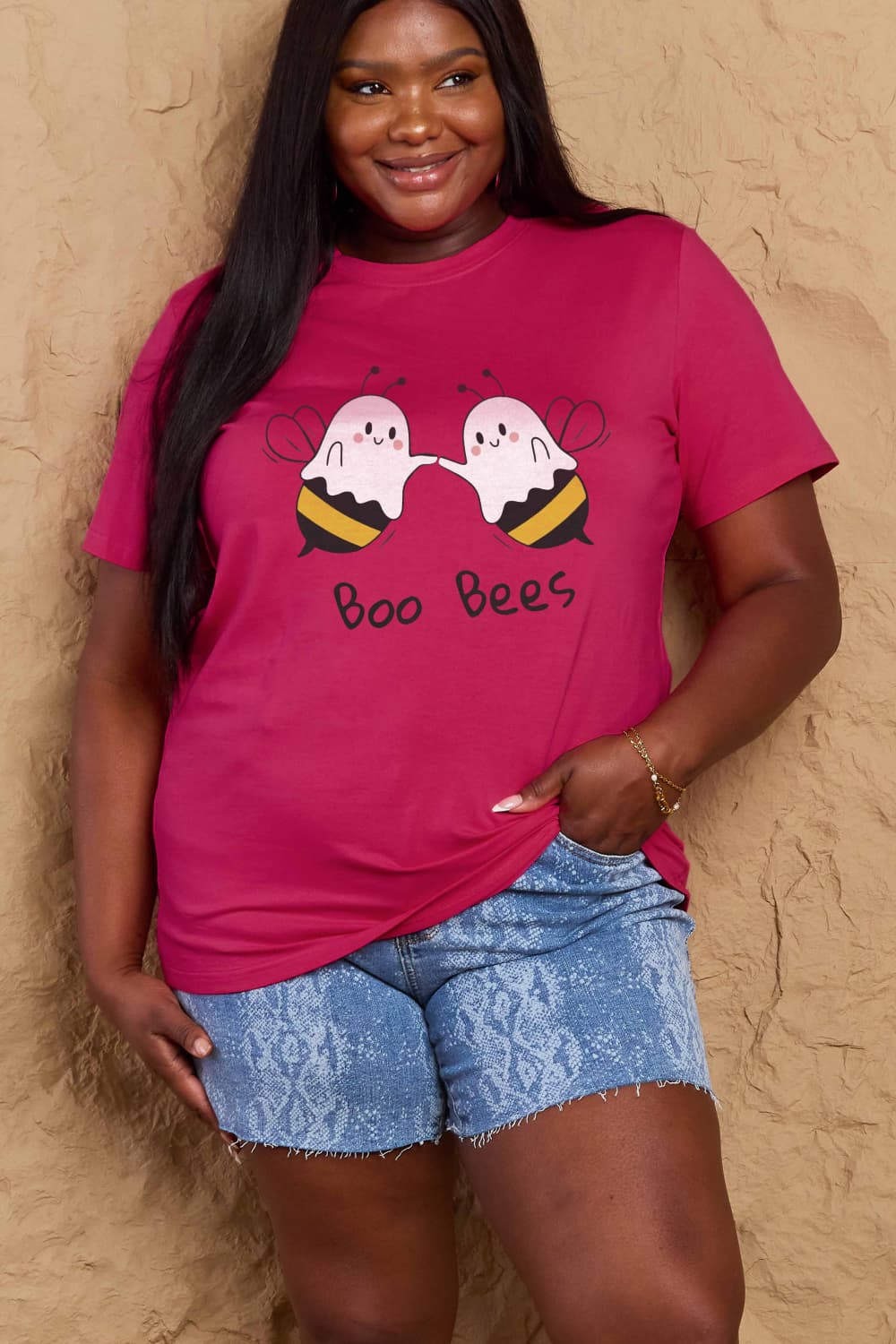 simply love full size boo bees graphic cotton t-shirt