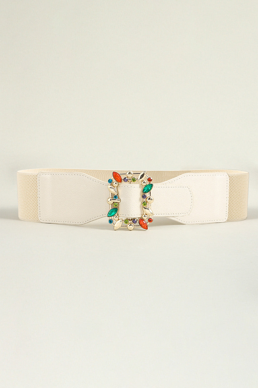 multicolored leaf buckle elastic belt