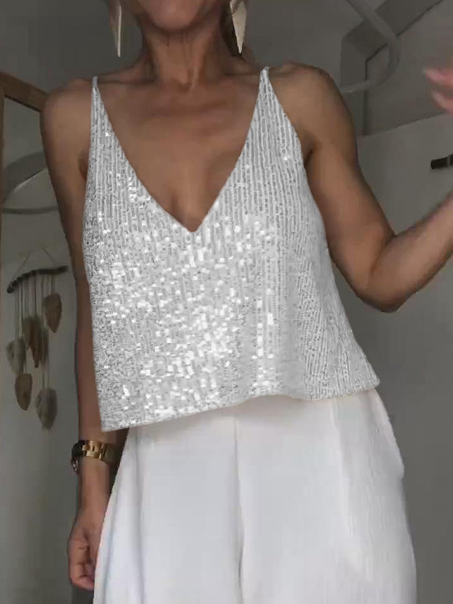sequin deep v tank