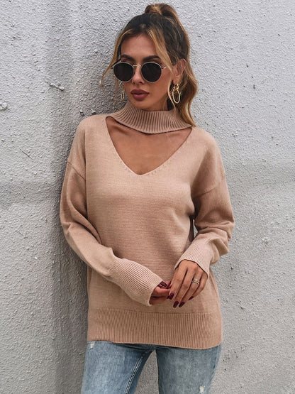 Cutout Mock Neck Sweater