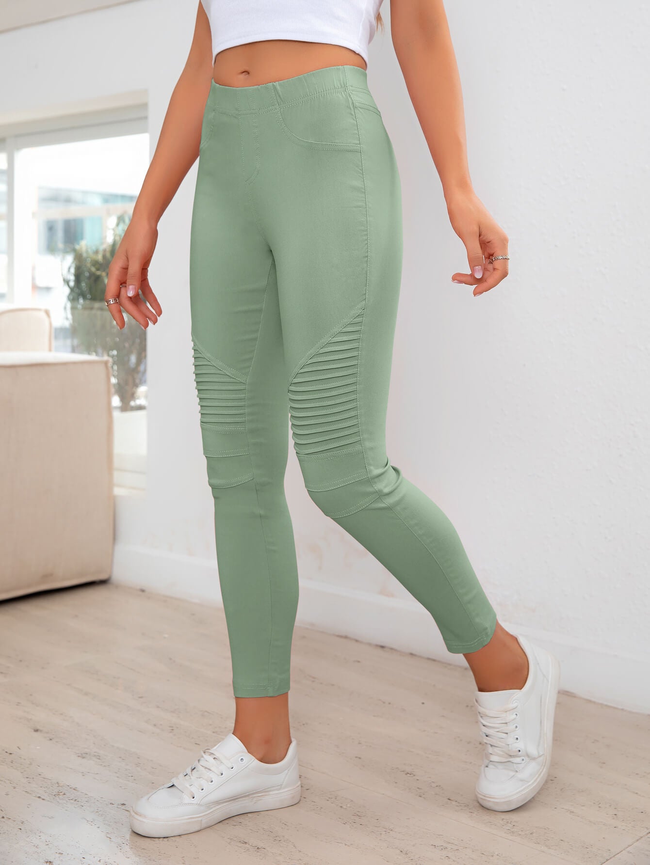 ribbed detail leggings