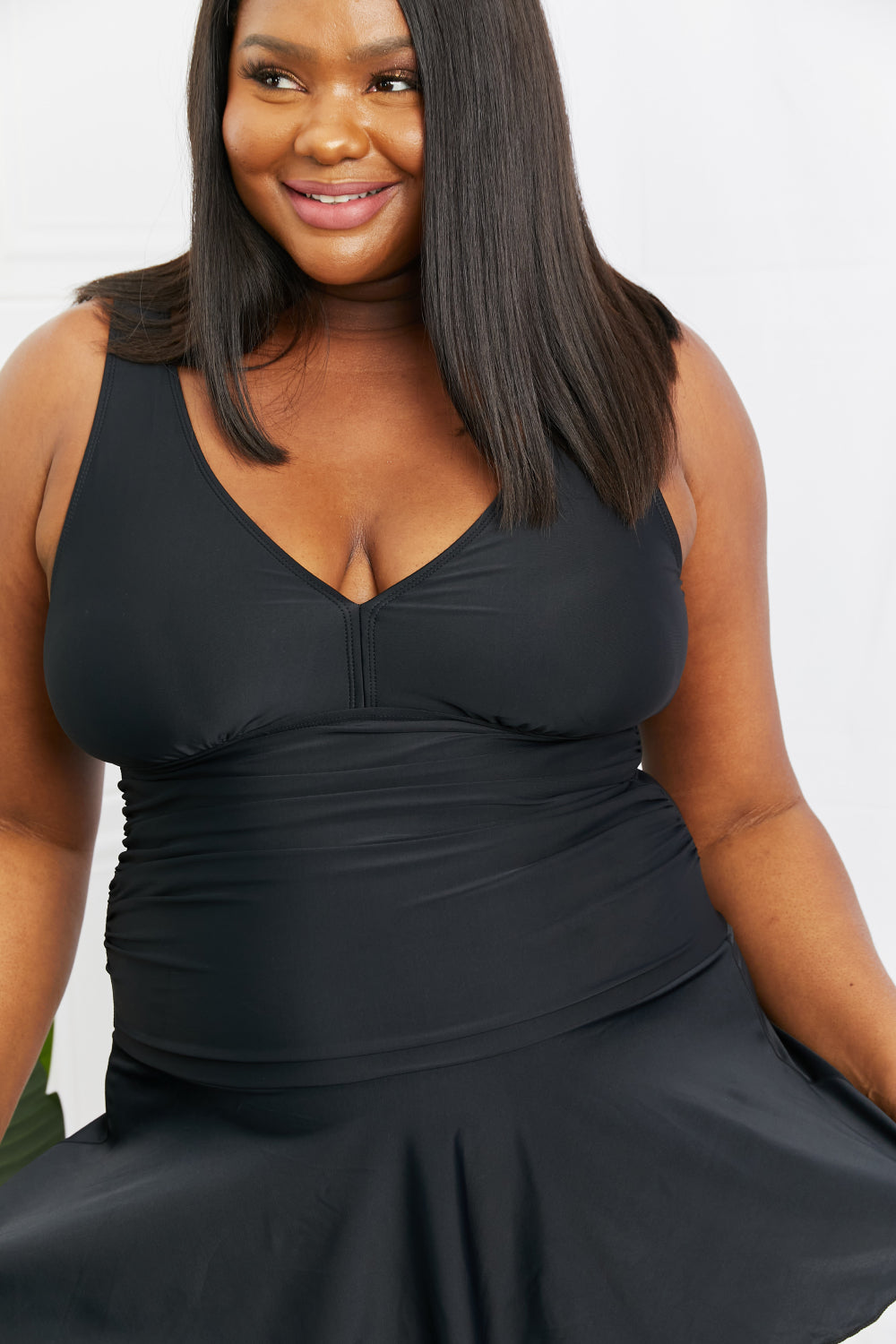 marina west swim full size clear waters swim dress in black