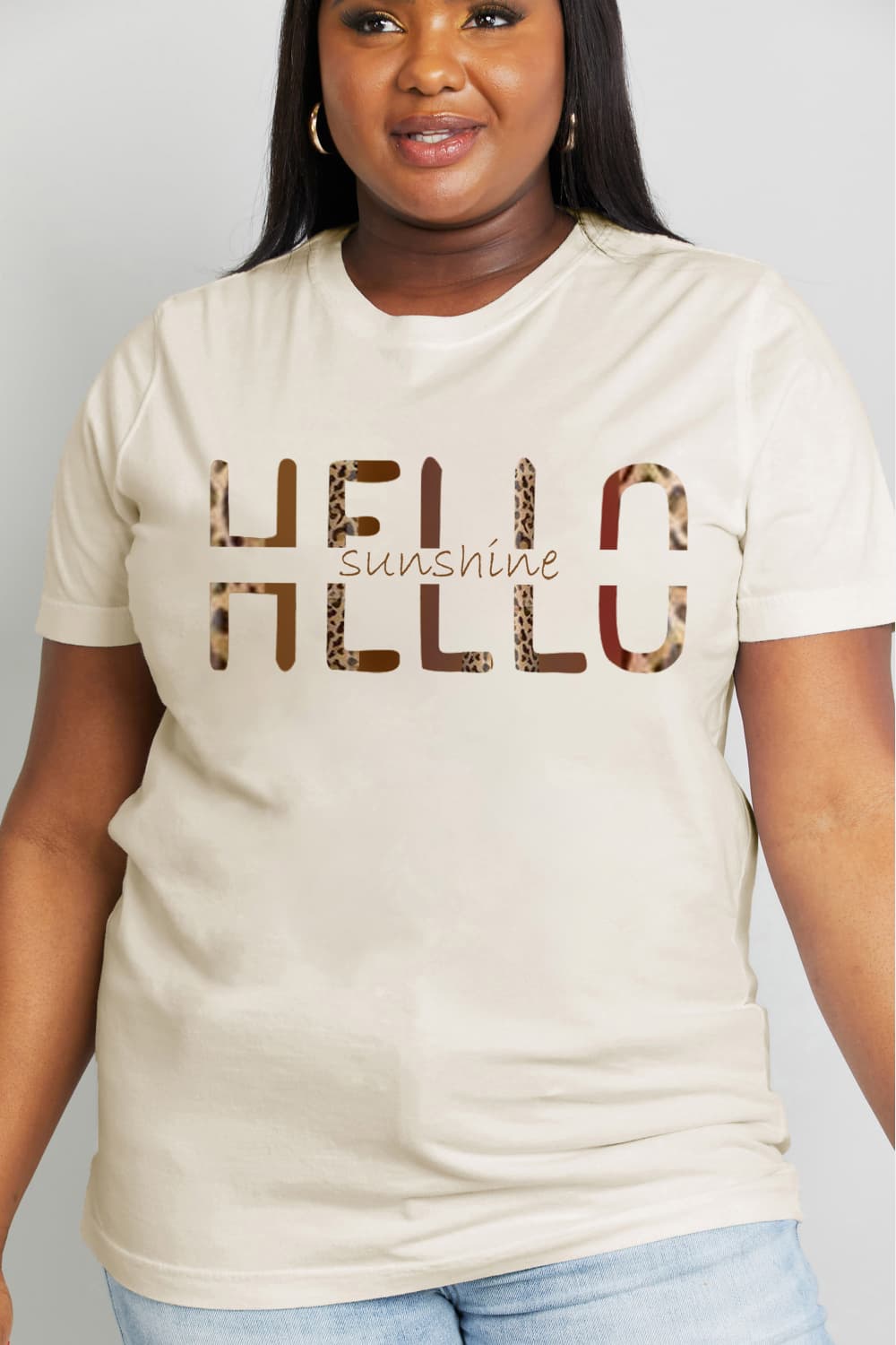 simply love full size hello sunshine graphic cotton tee