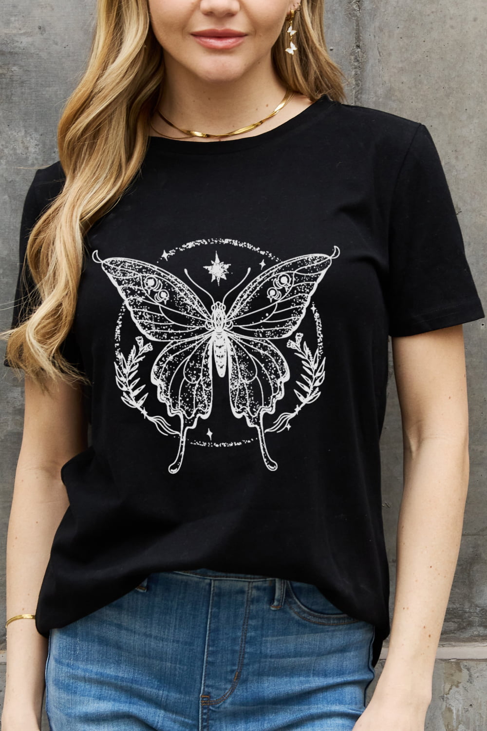 simply love simply love full size butterfly graphic cotton tee