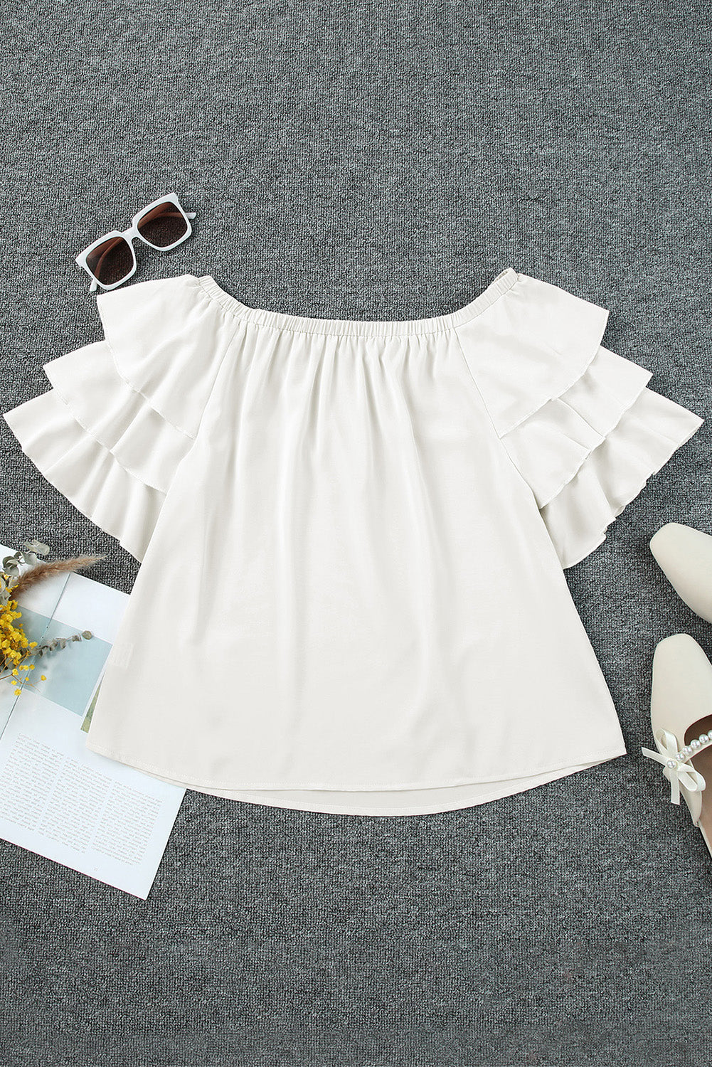 off-shoulder layered sleeve blouse