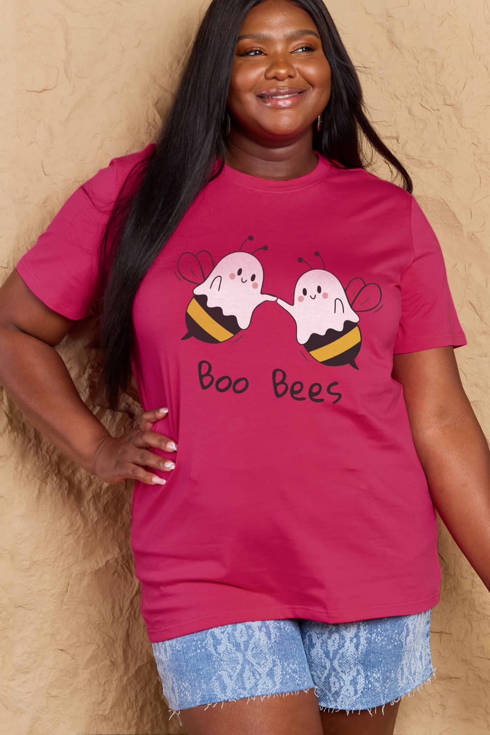 simply love full size boo bees graphic cotton t-shirt