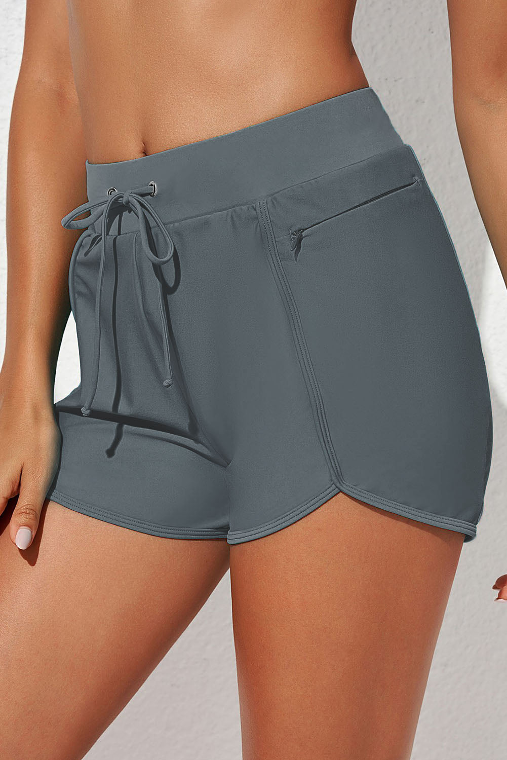 drawstring waist swim shorts