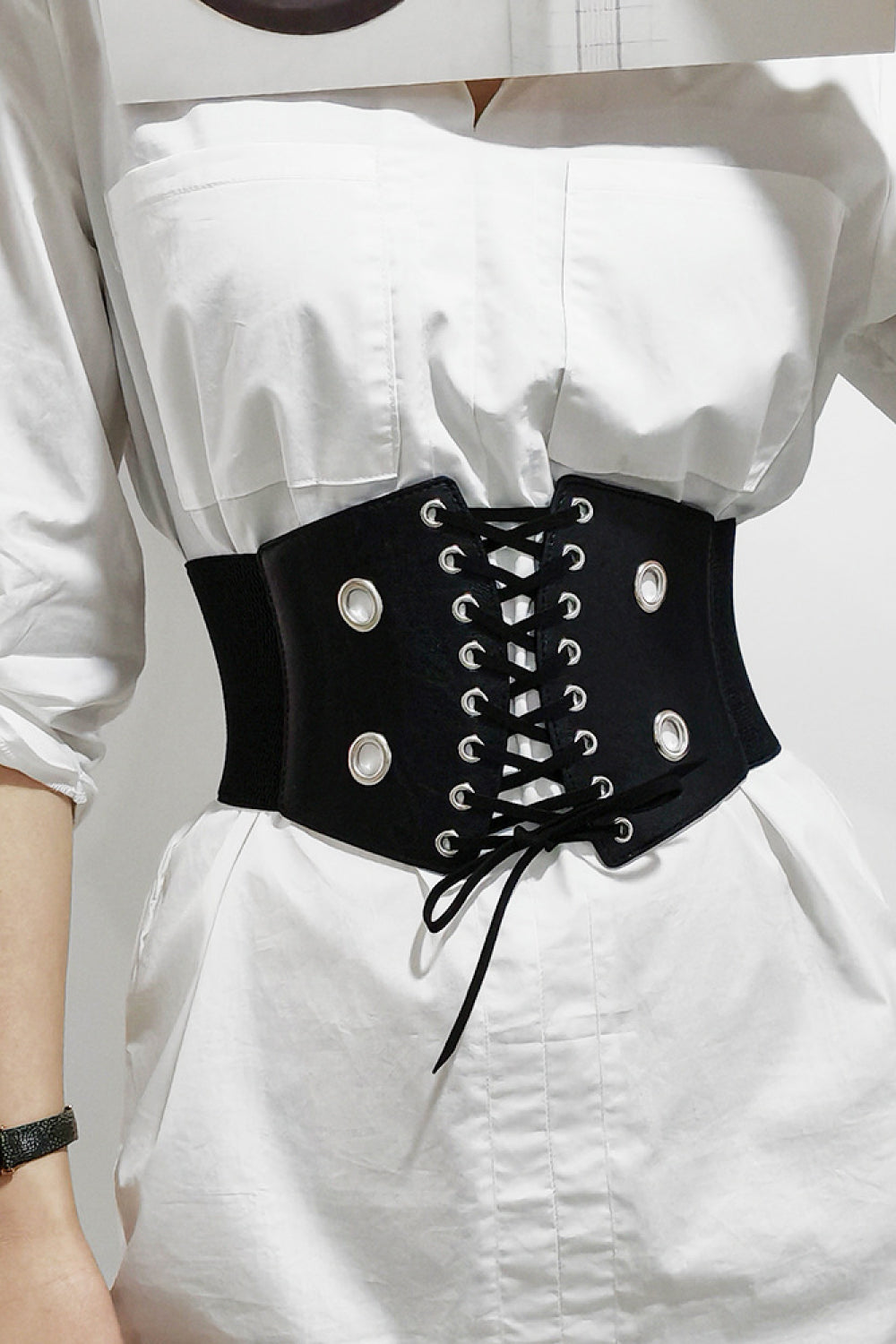 pu leather front lace-up corset belt