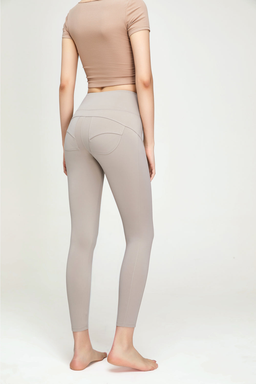 seam detail wide waistband sports leggings