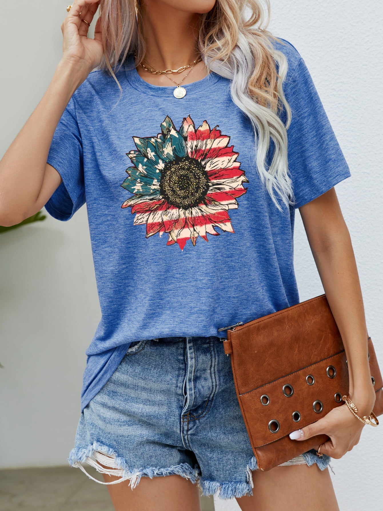 us flag flower graphic tee