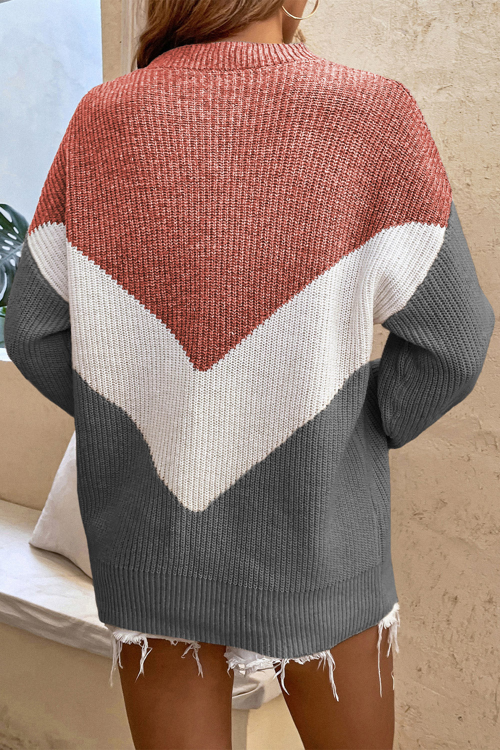 round neck dropped shoulder sweater