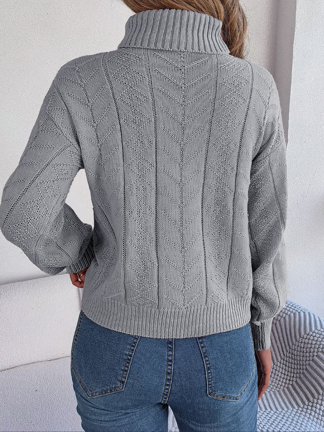 cable-knit turtleneck sweater