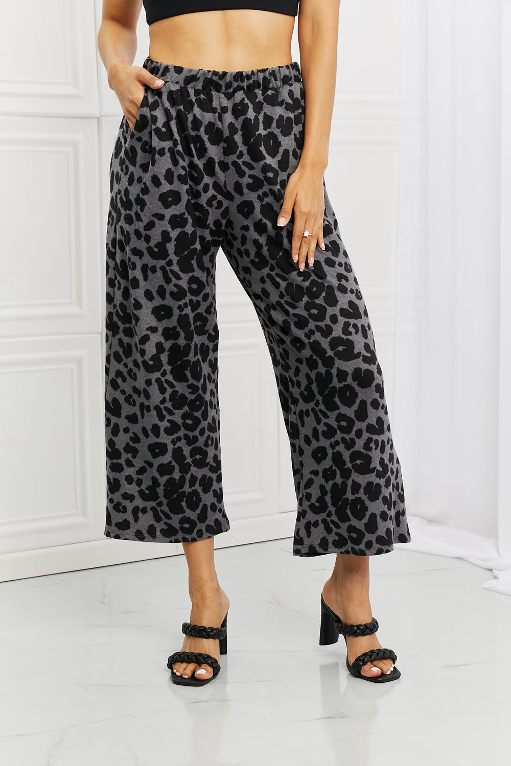 bombom stay cozy pattern wide leg pants