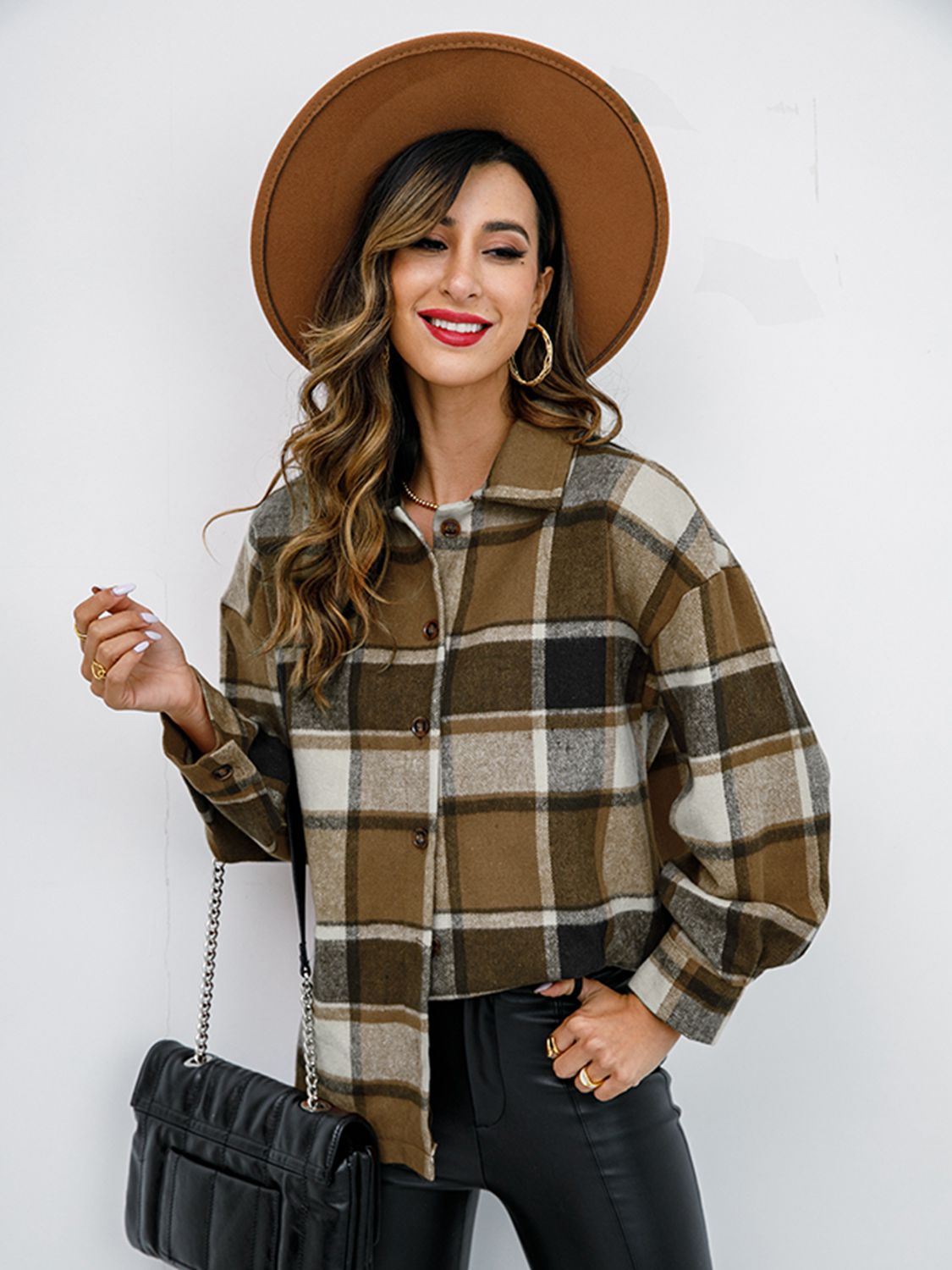 plaid button-down jacket