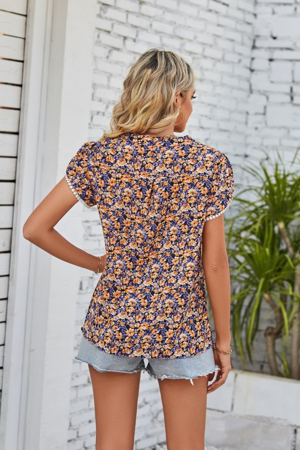 floral notched neck blouse