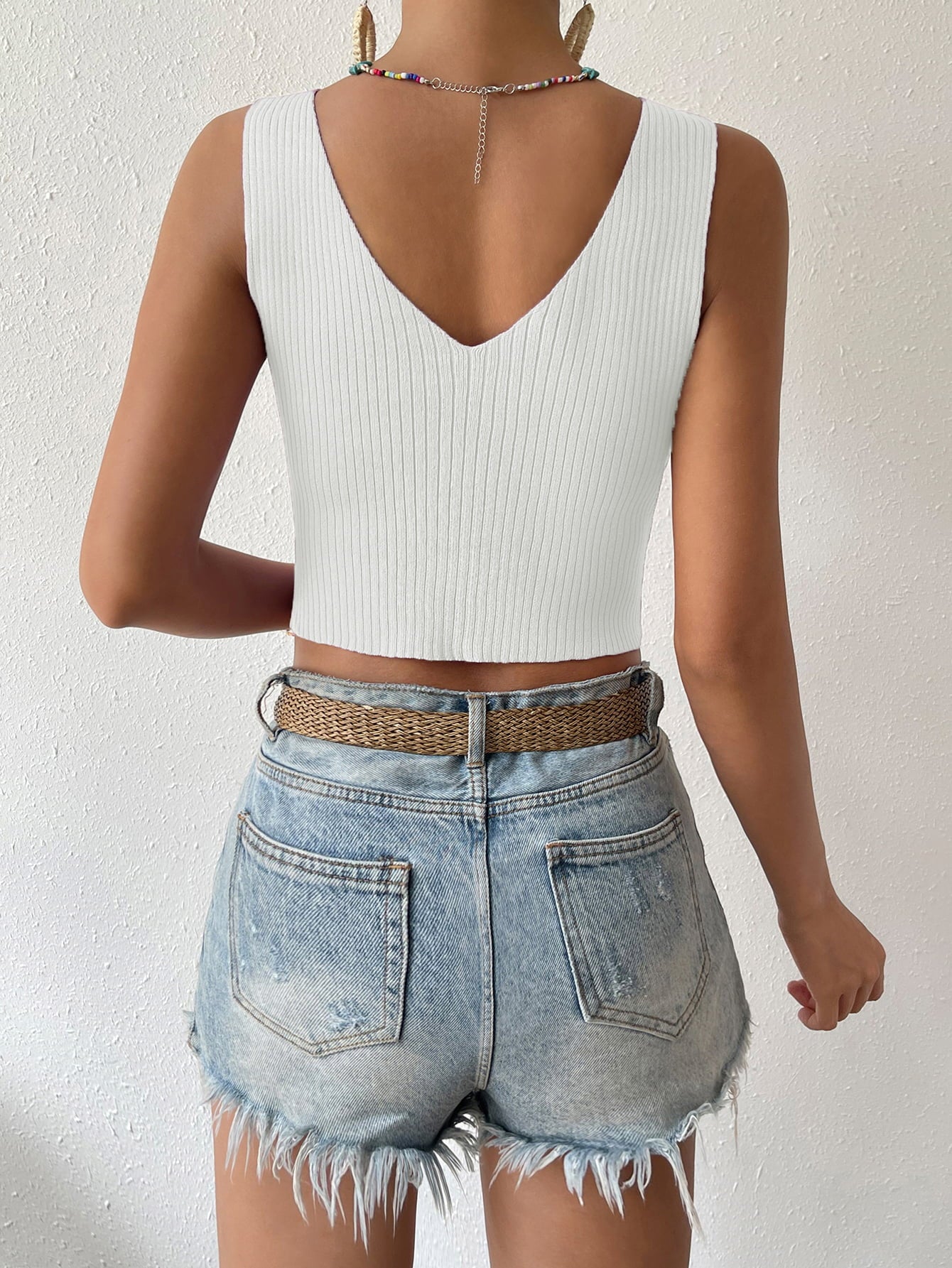 twisted cropped knit tank