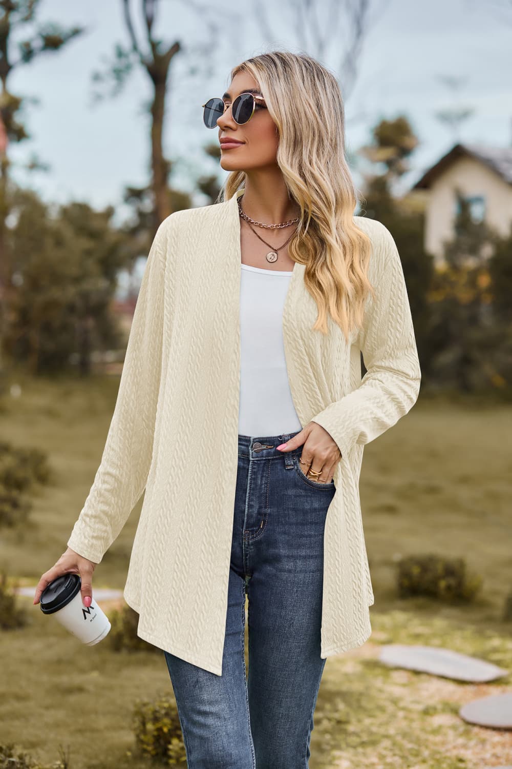 open front long sleeve cardigan