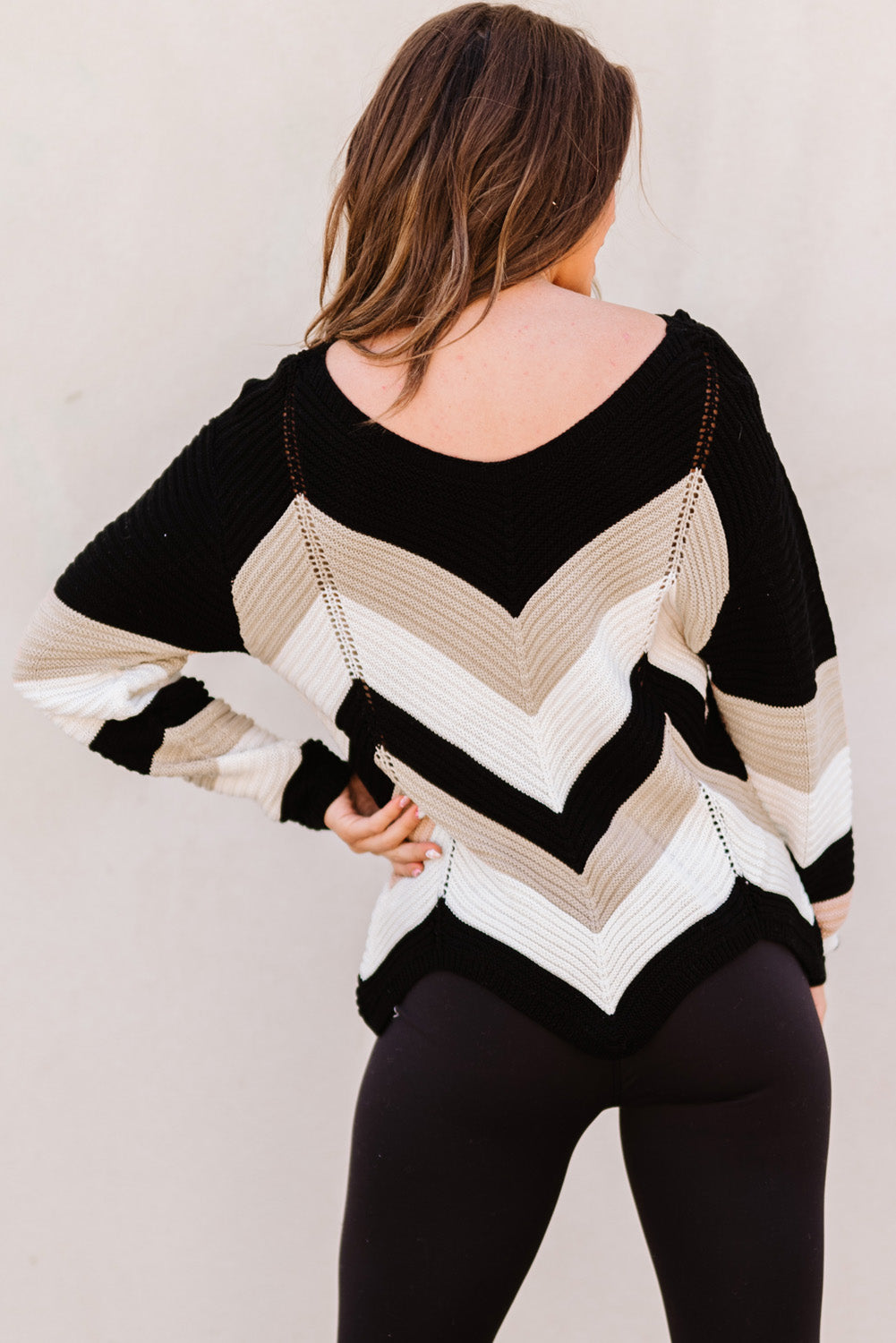 color block rib-knit sweater