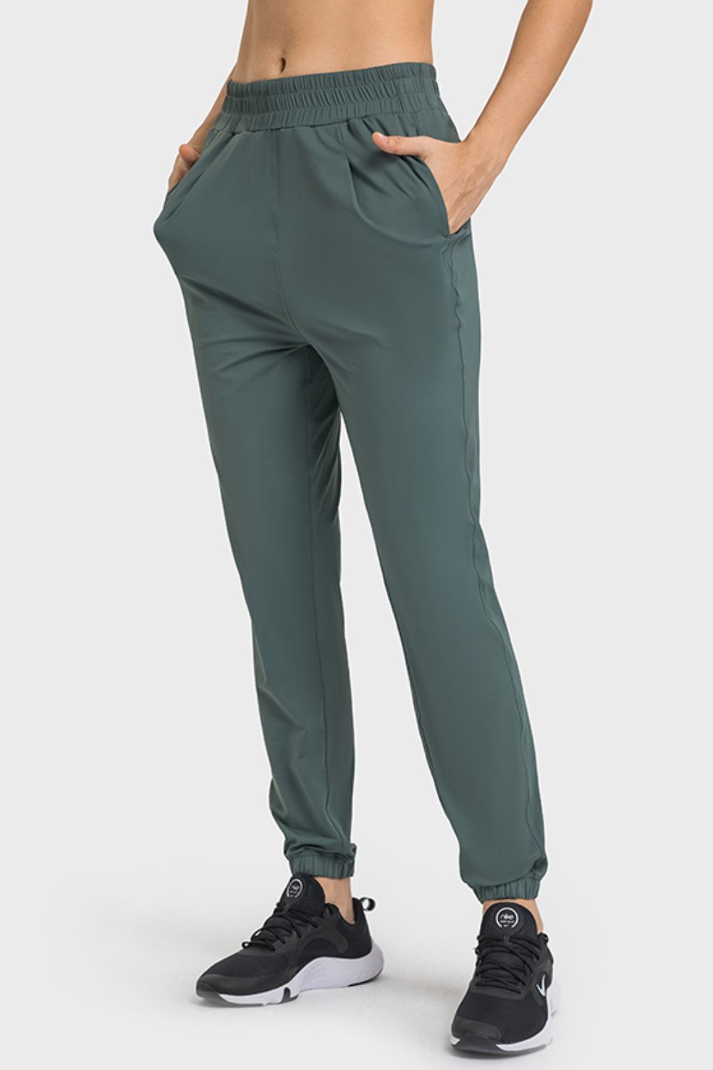 elastic waist yoga joggers with pockets