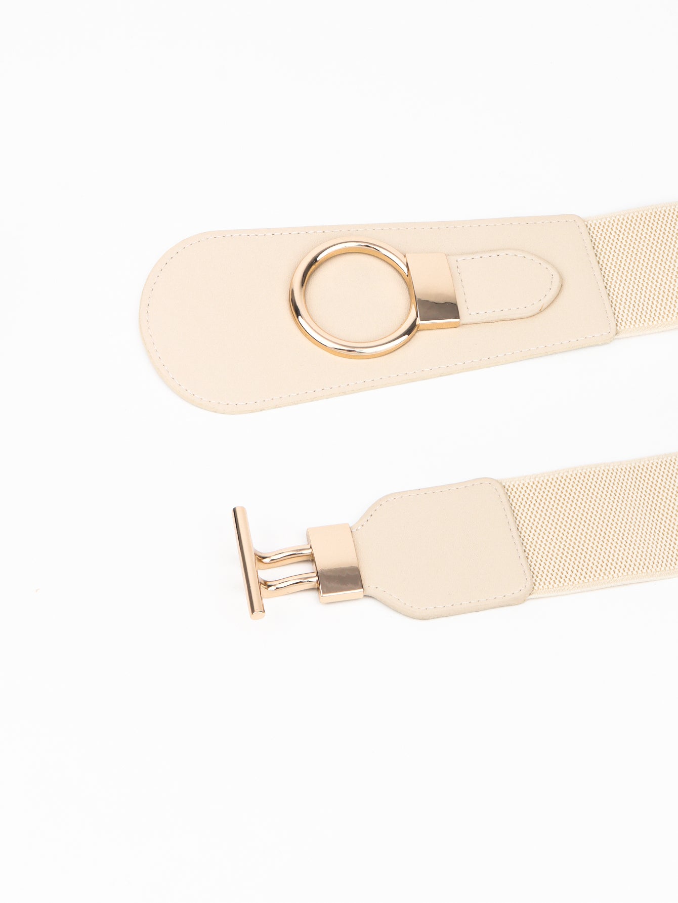 pu elastic wide belt with alloy buckle