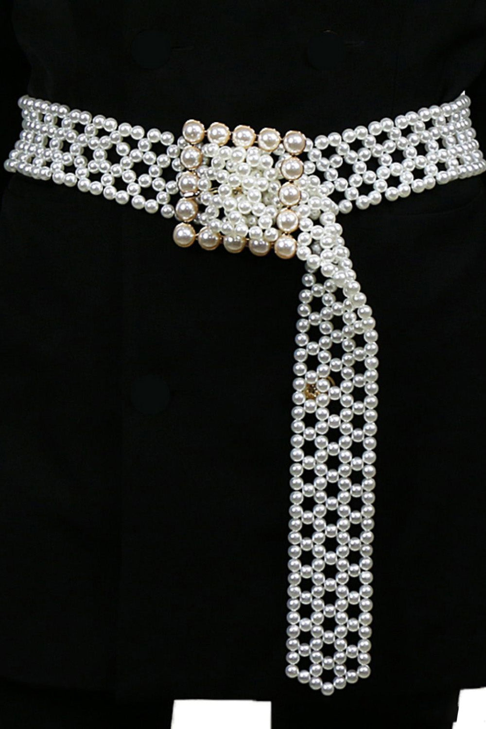 alloy buckle pearl belt