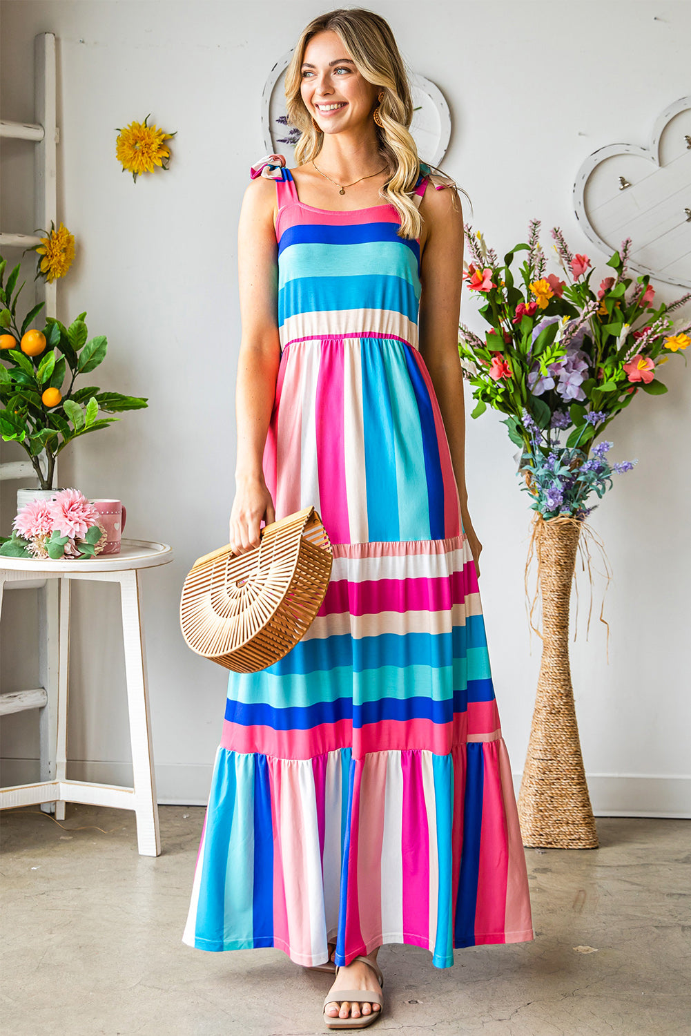striped sleeveless maxi dress