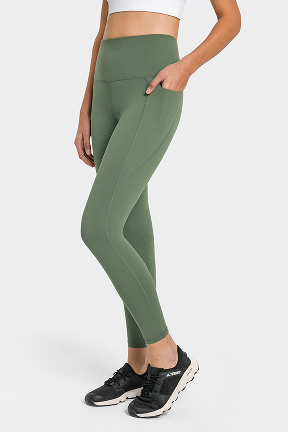 high waist ankle-length yoga leggings with pockets