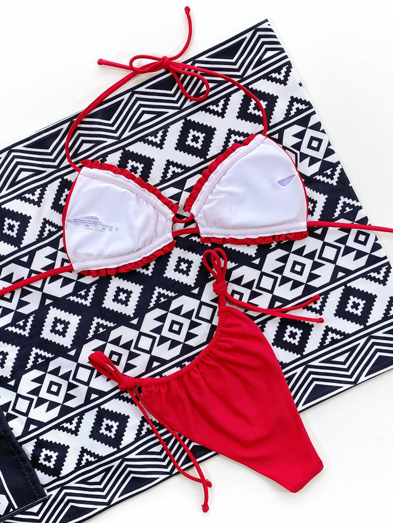 frill trill halter neck bikini set
