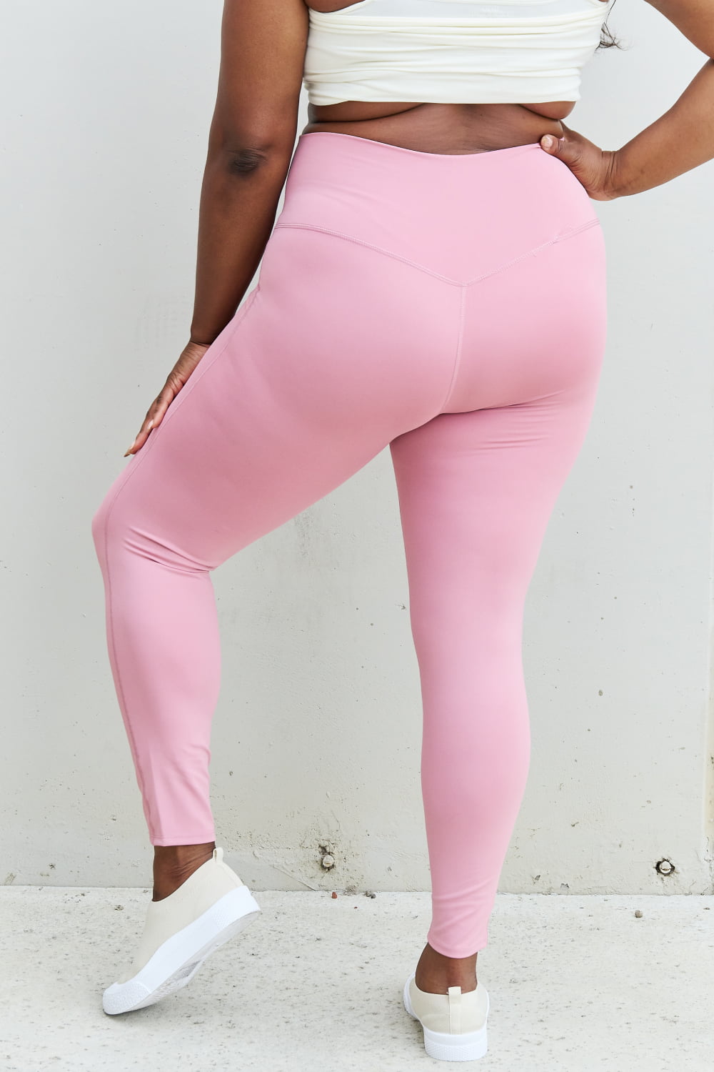 zenana fit for you full size high waist active leggings in light rose